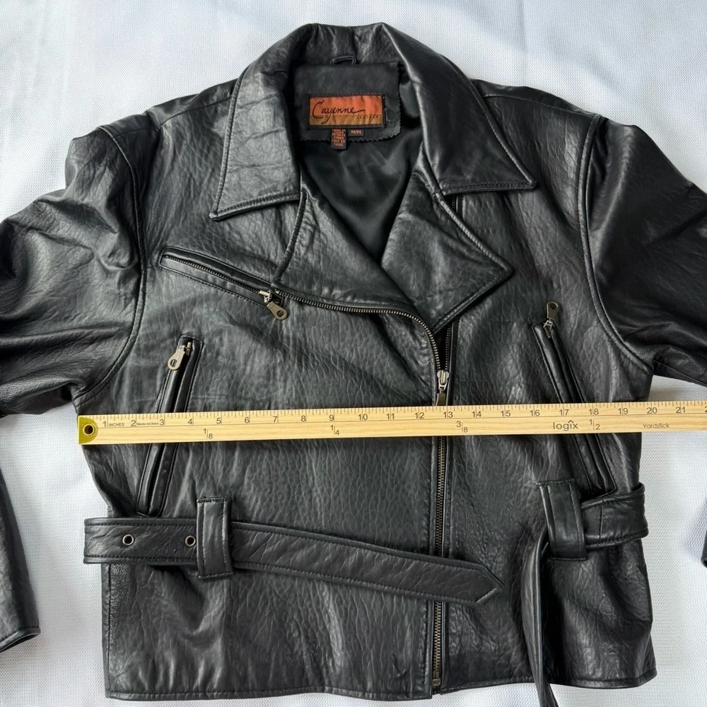 Cayenne Leather Buttery soft vintage leather moto jacket with belt size M